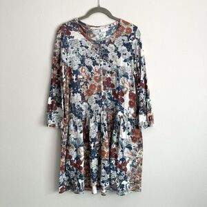 Peruvian Connection Floral Long Sleeve Button Baby Doll Dress XS Momcore 90s